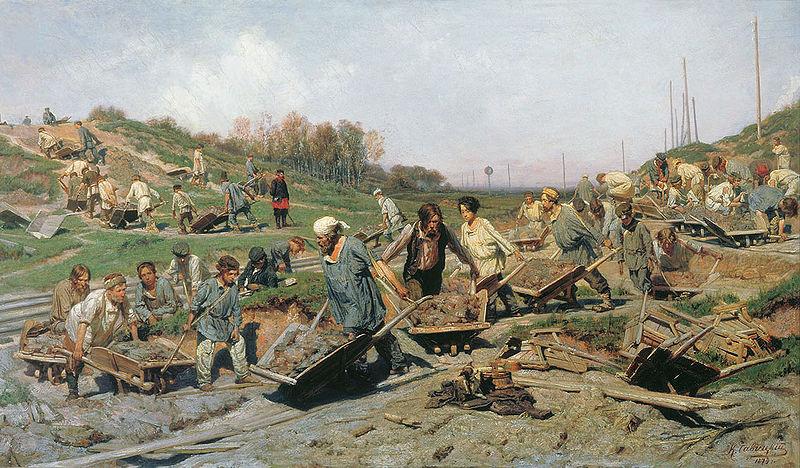 Konstantin Savitsky Repair work on the railroad oil painting picture